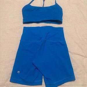 Lululemon Blue Sports Bra and Shorts Set